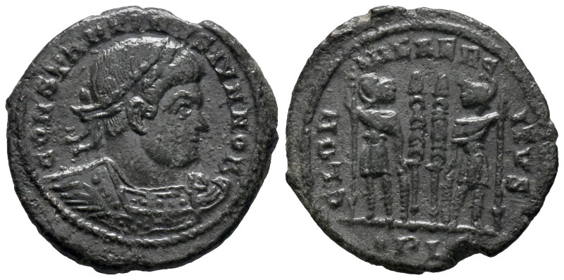 Constantine II (Caesar, 316-337). Æ Follis (17mm, 2.32g). Lugdunum, 330-1. Laure...