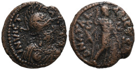 Ostrogoths. Athalaric (526-534). Æ 10 Nummi (17mm, 2.61g). Rome. Helmeted bust of Roma r. R/ Athalaric standing r., holding shield and spear. Metlich ...