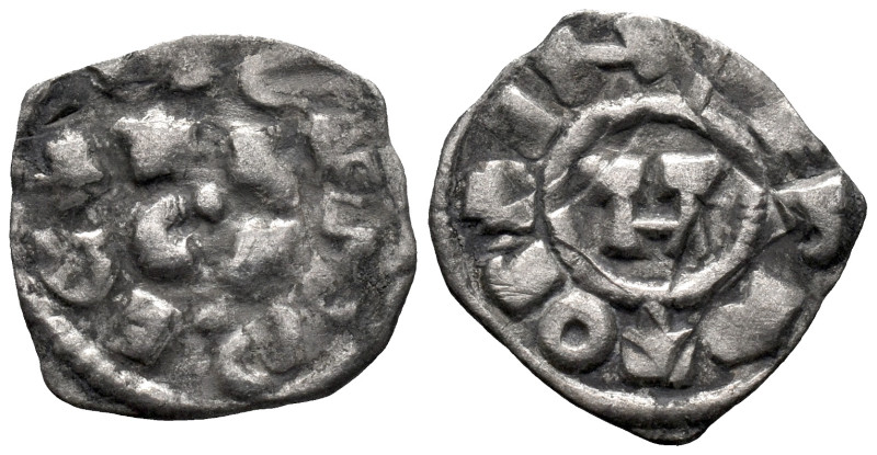 Italy, Lucca. Enrico III, IV or V. AD 1039-1125. AR Denaro (16mm, 0.82g). Monogr...