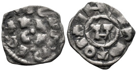 Italy, Lucca. Enrico III, IV or V. AD 1039-1125. AR Denaro (16mm, 0.82g). Monogram. R/ LVCA. Biaggi 1058. Near VF