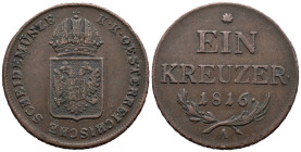 Austria. Austrian Empire. Münze Österreich, Vienna. Francis I of Austria (1804-1835). 1 Kreuzer 1816 (27mm, 8.58g). KM# 2113; N# 3169. Good VF