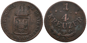 Austria. Austrian Empire. Münze Österreich, Vienna. Francis I of Austria (1804-1835). 1/4 Kreuzer 1816 (19.5mm, 2.10g). KM# 2107; N# 18150. VF