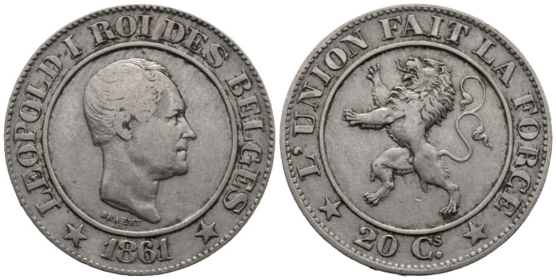 Belgium. Royal Mint of Belgium, Brussels. Leopold I (1831-1865). 20 Centimes 186...