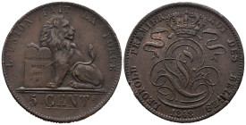 Belgium. Royal Mint of Belgium, Brussels. Leopold I (1831-1865). 5 Centimes 1848 (28mm, 9.50g). Joseph-Pierre Braemt (1796-1864), engraver. KM# 5; Mor...