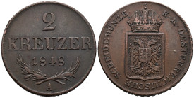 Austria. Austrian Empire. Münze Österreich, Vienna. Francis Joseph I (Franz Joseph I, 1848-1916). 2 Kreuzer 1848 (31mm, 17.39g). KM# 2188; N# 22368. G...