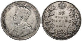 Canada. Royal Canadian Mint of Ottawa. George V (1910-1936). 50 Cents 1917 (30mm, 11.44g). Edgar Bertram MacKennal, engraver. KM# 25; N# 313. VF