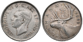 Canada. Royal Canadian Mint of Ottawa. George VI (1936-1952). 25 Cents 1943 (23.5mm, 5.81g). Thomas Humphrey Paget, engraver. KM# 35; N# 371. VF