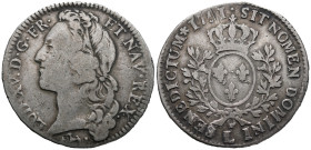 France. Bayonne mint. Louis XV (1715-1774). 1/2 Écu 1751 (34.4mm, 14.22g), Joseph-Charles Röettiers, engraver. Ciani# 2125; N# 5763. VF
