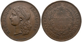 France . Third Republic (1870-1940). Centenary of the French Revolution 1879. Commemorative medal 1879 Token (33mm, 17.86g). Jean Auguste Barre (1811-...
