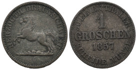 Germany. Duchy of Brunswick. Hanover mint. William VIII (1830-1884). 1 Groschen 1857 (18.3mm, 2.14g). KM#1150; N# 47364. VF