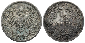 Germany. German Empire (1871 - 1918). Berlin mint. Wilhelm II (1888-1918). 1/2 Mark 1906 (20mm, 2.76g). KM# 17; N# 2340. VF