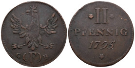 Germany. German States. Free imperial city of Frankfurt. Free City (1372-1866). Frankfurt am Main mint, Germany. 2 Pfennigs (2 Pfennige) 1795 (24mm, 3...