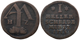 Germany. German States. Hesse-Cassel. William VIII (1751-1760). 1 Heller 1755 (20.20mm, 2.17g). KM# 445; N# 30217. VF
