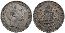 Germany. German States. Kingdom of Bavaria. Munich mint. Maximilian II (1848-1864). 1 Vereinsthaler 1861(33mm, 18.35g). Carl Friedrich Voigt, engraver...