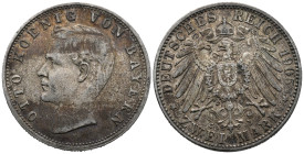 Germany. German States. Kingdom of Bavaria. Munich mint. Otto (1886-1913). 2 Mark 1905 (28.2mm, 10.05g). Alois Börsch, medalist. KM# 913; N# 7936. VF