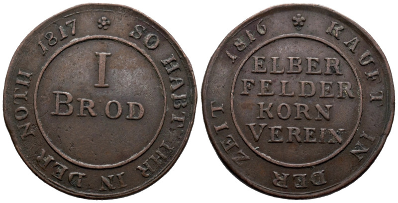 Germany. German States. Kingdom of Prussia. Food ration Tokens. 1 Brodmarke, Elb...