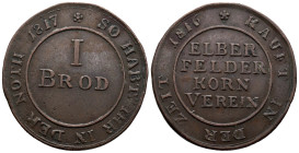 Germany. German States. Kingdom of Prussia. Food ration Tokens. 1 Brodmarke, Elberfeld Korn Verein, 1816 (24.5mm, 5.17g). N# 120410. VF