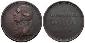 Great Britain. United Kingdom. Collection Token. David Garrick Sentimental Magazine Token 1773 (25mm). John Kirk (1724-1776), engraver. VF