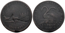 Great Britain. United Kingdom. Merchant token. 1/2 Penny (29mm, 9.02g), 1798-1800. Middlesex - London - Swan with two necks. Davis# 64; N# 8688. Near ...