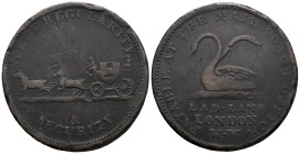 Great Britain. United Kingdom. Merchant token. 1/2 Penny (29mm, 9.19g), 1798-1800. Middlesex - London - Swan with two necks. Davis# 64; N# 8688. Near ...