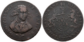 Great Britain. United Kingdom. Merchant token. 1/2 Penny 1794 (28.5mm, 8.94g). Middlesex - National Series - Prince of Wales. DH# 952; N# 48950. VF