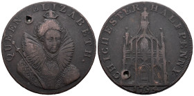 Great Britain. United Kingdom. Merchant token. 1/2 Penny 1794 (28mm, 9.98g). Sussex - Chichester - Elizabeth I. DH# 15; N# 23485. Holed, VF