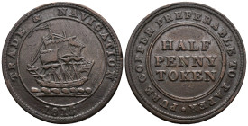 Great Britain. United Kingdom. Merchant tokens. 1 Penny Bristol 1818 (27.5mm, 7.09g); Patent Sheathing Nail Manufactory / S. Guppy. Withers# 505; Davi...