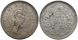 India. British India. Mumbai / Bombay mint. George VI (1936-1947). 1 Rupee 1944 (30.3mm, 13.63g). Percy Metcalfe, engraver. KM# 557; N# 2470. VF