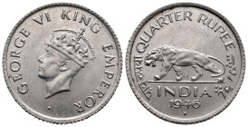 India. British India. Mumbai / Bombay mint. George VI (1936-1947). 1/4 Rupee 1946 (19.2mm, 2.94g). Percy Metcalfe / P. W. M. Brindley, engravers. KM# ...