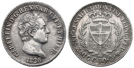 Italy. Italian States. Kingdom of Piedmont-Sardinia. Genoa mint. Carlo Felice di Savoia (1821-1831). 50 Centesimi 1826 (18mm, 2.46g). Amedeo Lavy, eng...