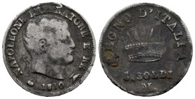 Italy. Italian States. Napoleonic Kingdom of Italy. Milan mint. Napoleon I (1805-1814). 5 Soldi 1810 (15mm, 1.19g). C# 5.1; N# 10562. Good Fine