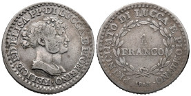 Italy. Italian States. Principality of Lucca and Piombino. Felice Baciocchi (1805-1814), Elisa Bonaparte (1805-1814). 1 Franco 1808 (22.5mm, 4.81g). G...