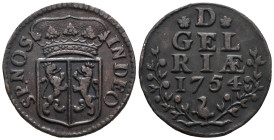 Netherlands. Dutch Republic. Gelderland (1581-1795). 1 Duit 1754 (21mm, 3.21g). KM# 88; N# 17494. Good VF