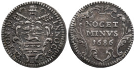 Papal States. Rome. Pope Innocent XI (Innocentius XI) (1676-1689). 1 Grosso 1686 (23mm, 1.28g) NOCET MINVS. Munt# 178; N# 454647. VF
