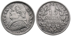 Papal States. Rome mint. Pius IX (1846-1878). 10 Soldi / 50 Centesimi 1868, (big mint mark R; P· M·) (18.5mm, 2.56g). Carl Friedrich Voigt (1800-1874)...
