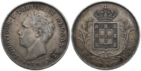 Portugal. Imprensa Nacional - Casa da Moeda, Lisbon. Luís I (1861-1889). 500 Réis 1870 30.30mm, 12.37g). Frederico Augusto de Campos, engraver. KM# 50...