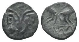 Celtic, Gaul. Atrebates(?), c. 1st century BC. Æ (17mm, 0.83g). Janiform head. R/ Lion(?). LT -. Good Fine - near VF
