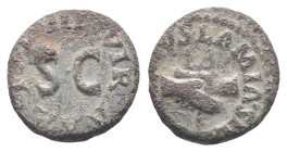 Augustus (27 BC-AD 14). Æ Quadrans (15mm, 2.90g). Rome; Lamia, Silius and Annius, moneyers, 9 BC. Clasped right hands holding caduceus. R/ Legend arou...