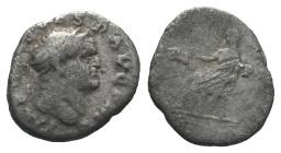 Vespasian (69-79). AR Denarius (18mm,2.74g). Rome, 70-72. Laureate head r. R/ Vesta seated l., holding simpulum. RIC II 37; RSC 561. Fine