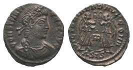 Constantius II (337-361). Æ (16mm, 1.49g). Siscia, AD 347. Rosette and pearl-diademed, draped and cuirassed bust r. R/ Two Victories standing facing e...