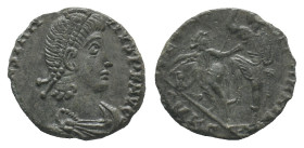 Constantius II (337-361). Æ (16mm, 1.91g). Cyzicus, 351-4. Pearl-diademed, draped and cuirassed bust r. R/ Soldier standing l., spearing a bearded fal...