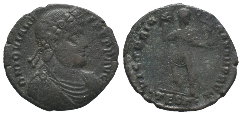 Jovian (363-364). Æ (27mm, 8.74g). Thessalonica. Rosette-diademed, draped and cu...