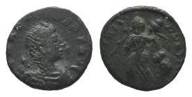 Arcadius ? (383-408). Æ (12mm, 1.18g). Uncertain mint. Pearl-diademed, draped and cuirassed bust r. R/ Victory advancing l., head r., holding trophy o...