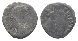 Late Roman Imperial, c. 4th century. Æ (13.5mm, 1.78g). Uncertain mint. Pearl-diademed, draped and cuirassed bust r. R/ Victory advancing l., holding ...