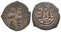 Heraclius and Heraclius Constantine (610-641). Æ 40 Nummi (30mm, 9.65g). Nicomedia. Heraclius and Heraclius Constantine standing facing, each holding ...
