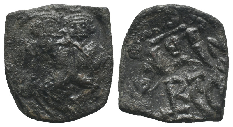Heraclius (610-641). Æ 40 Nummi (24mm, 5.34g). Syracuse, 632-641. Countermarked:...