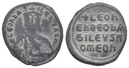 Leo VI (886-912). Æ 40 Nummi (27mm, 7.12g). Constantinople. Crowned facing bust, holding akakia. R/ Legend in four lines. DOC 8; Sear 1729. Good Fine