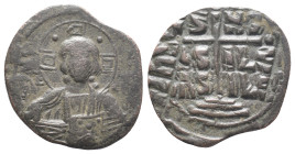 Anonymous, time of Romanus III (1028-1034). Æ 40 Nummi (30mm, 7.31g). Constantinople. Bust of Christ facing, holding Gospels. R/ Legend in three lines...