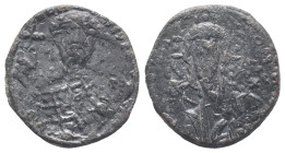 Michael VII Ducas (1071-1078). Æ 40 Nummi (25mm, 5.86g). Constantinople. Bust of Christ Pantokrator facing; star to l. and r. R/ Crowned bust of Micha...