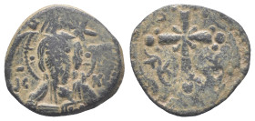 Anonymous, time of Nicephorus III (1078-1081). Æ 40 Nummi (23mm, 4.44g). Constantinople. Bust of Christ Pantokrator facing, raising hand in benedictio...
